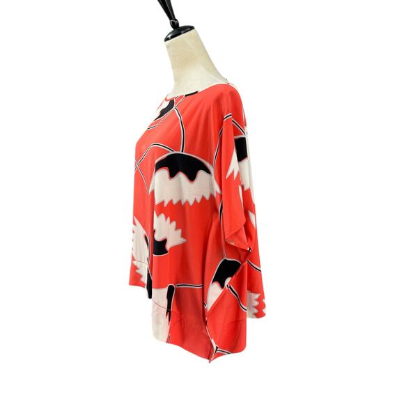 Diane von Furstenberg Floral Boat Neck Flowy Silk Tunic Top - Picture 2 of 14